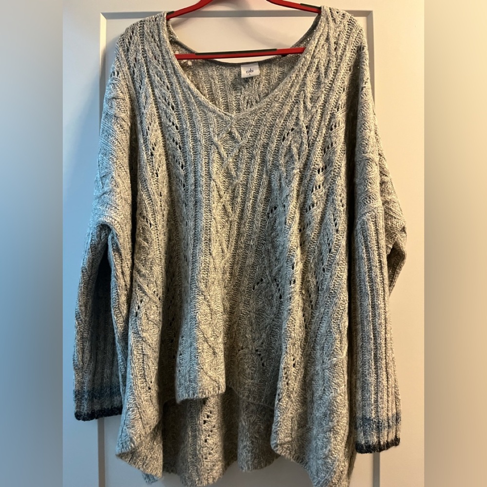 Cozy Gray Cable Knit Sweater